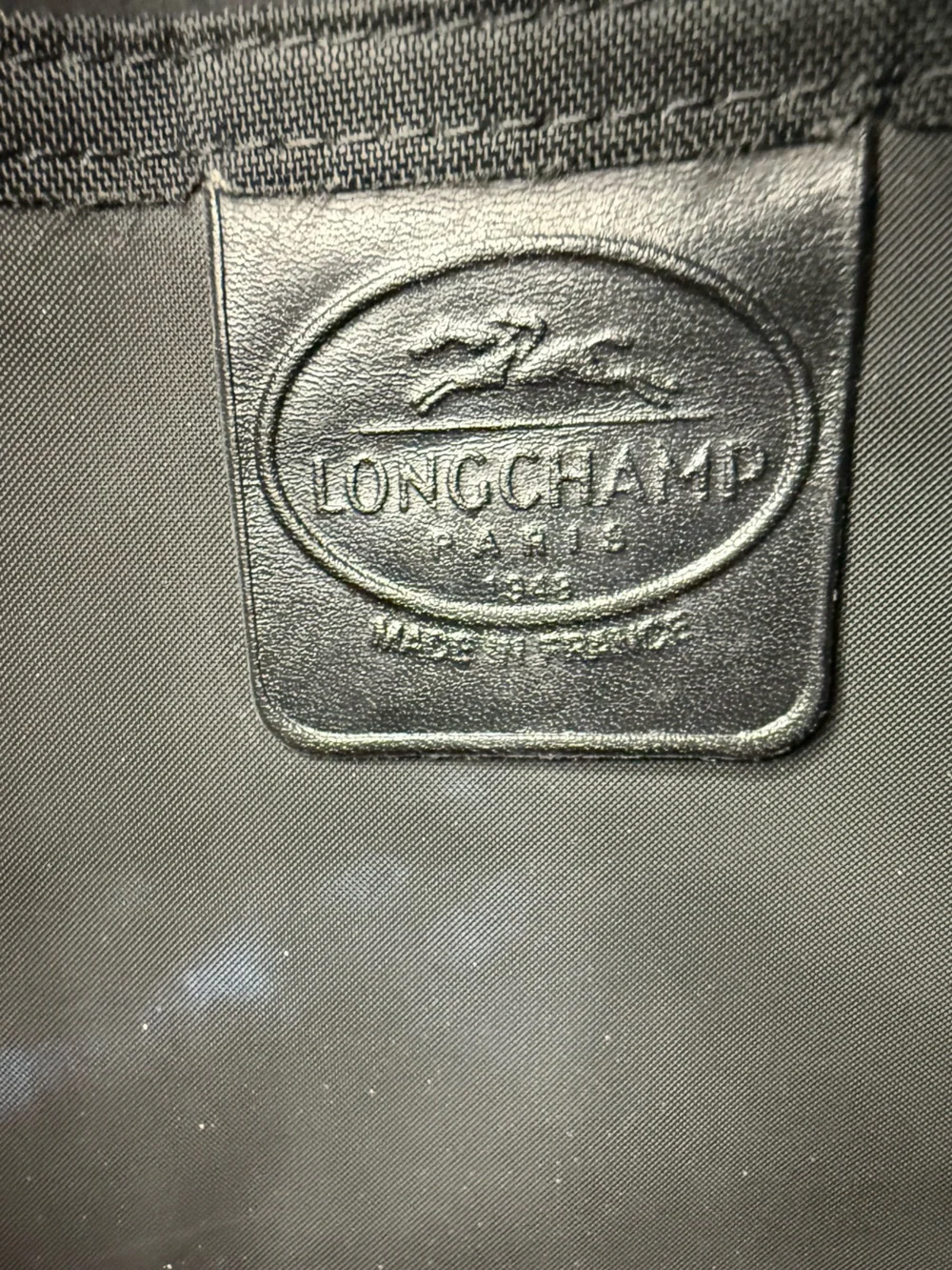 Longchamp Black Nylon Leather Hobo Shoulder Bag Silver Hardware